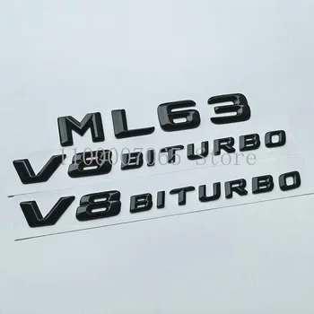 2015 Gljáandi Svartur 3D Bréf ML63 V8 Biturbo Efst I Merki fyrir Mercedes Benz AMG Bíl Hlið Fender Skottinu Nameplate Merki Límmiða