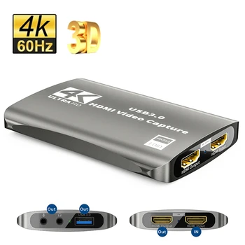 4K 60fps HD Vídeó Handtaka Kort USB 3.0 Lykkja-út SAMBAND-samhæft Leikur Handtaka með Hljóð Á Mic fyrir PS4 5 Nintendo Skipta