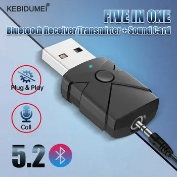 5 í 1 Bluetooth 5.2 Hljóð Millistykkið Þráðlaust Móttakara Sendandi Hljóð Kort 3,5 De USB Dongle fyrir SJÓNVARP Bíl Hátalara TÖLVU