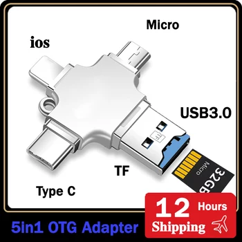 5 í 1 USB 3.0 að Slá C LEITT Millistykkið PRICE Tegund-C að IOS USB-A til Ör USB-C Kvenkyns Tengi fyrir iPhone Rk Xiaomi Tengi