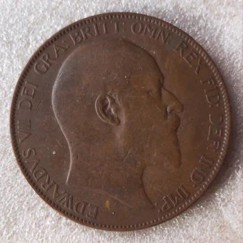 Breska Mynt í Kringum 1905 eyri kopar mynt Edward VII Eichpin III Ári Handahófi Gamla Mynt 100% Upprunalega