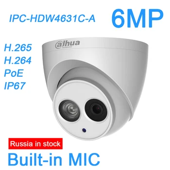 Dahua 6MP IP Myndavél h.265 PoE Byggð-í mic IPC-HDW4631C-A IR öryggi neinum Hvelfingu Myndavél