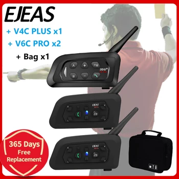 EJEAS V4C PLÚS +V6C PROx2 Fótbolta 3 Dómarinn Kallkerfi Heyrnartól 1200M Fótbolta Fullt Hús Bluetooth Ráðstefnu Interphone +Handtösku