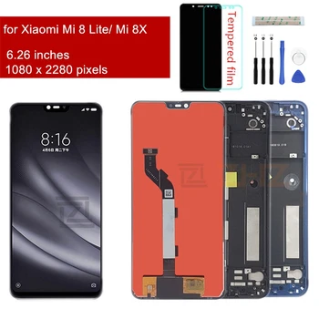 Fyrir Xiaomi Mi 8 Lite SJÓNVÖRP Sýna Snertir Skjáinn Digitizer Samkoma með ramma sýna fyrir Mi 8 lite gera hlutum