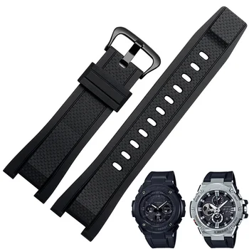 Gúmmí watchband fyrir Casio GST Röð GST-210/W300/400G/B100 Vatnsheldur Sílikoni horfa á band menn ól Fylgihlutir 26*14