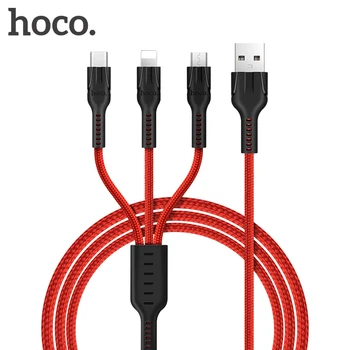 HOCO 3in1 USB Snúru Fyrir iPhone 11 Pro X 5 6 7 8 Android Ör USB Kaðall Tegund C Fyrir Rk Xiaomi Símann USB-Snúruna