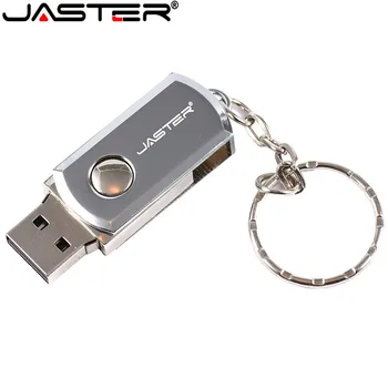 JASTER USB 2.0 Flash Diska Málm lyklahringnum 16GB 32GB 64GB Pendrives 4GB 8GB Penna Drif Minni Standa Frjáls eigið MERKI