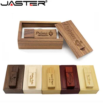 JASTER USB2.0 Tré bambus með KASSA usb-lykilinn persónulega staðar Minni standa penna aka 4GB 16GB 32GB 64GB frjáls eigið merki