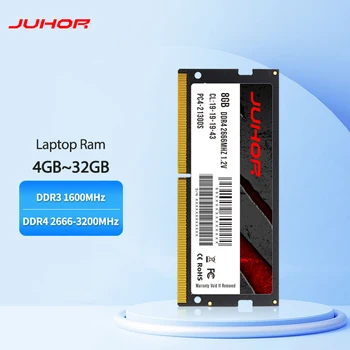 JUHOR DDR3 Fartölvu Ram 4GB 8GB 16GB 32GB DDR4 2666MHz 3200MHz DDR3 1600MHz Minnisbók Minni Sodimm Minni
