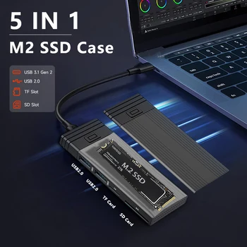 M 2 SSD Tilfelli NVME HUNDRAÐ Tvöfalda Siðareglur M. 2 til USB Tegund C Hub SSD Millistykkið fyrir NVME PCIE NGFF HUNDRAÐ SSD Diskur Kassi M. 2 USB-C Skerandi