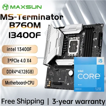 MAXSUN B760M D4 Terminator með CPU i5 13400F Móðurborð Setja 4*SATA3 3*M. 2 4*DDR4 128GB Stuðning Intel 13/12 Algerlega LGA1700