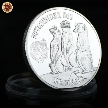 Silfur Diskur Novosibirsk Dýragarðinum Jarðarköttum Breska Mey Eyjar Elizabeth II Drottning Minjagripi Mynt Medal Dýr Safna Mynt