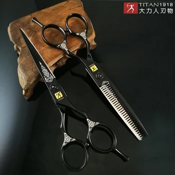 TÍTAN hárið skera að þynnast skæri klippa hárgreiðslu barber skæri JAPAN STÁL 5,5 tommu 6.0 tommu
