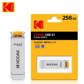 Upprunalega KODAK rotary USB standa Penna Aka USB 3.1 pendrive 256GB K133 Málm USB-lykilinn 256GB Minni standa Leður lykill