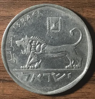 Ísrael ljón mynt 30mm stór mynt, 5 á ákveðnum, nikkel mynt Ári Handahófi Gamla Coin100% Upprunalega.
