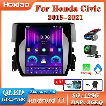 Útvarpinu Android 11 Til Honda Civic 2015 2016 2017 2018 - 2021 Multimeda Leikmaður Bluetooth Hljóð Siglingar Carplay Farartæki TÖLUM